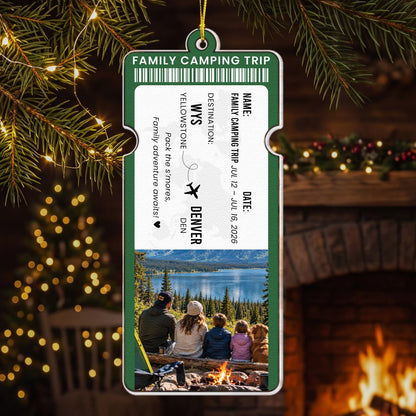Custom Photo Travel Ticket Adventure Vacation Keepsake For Family, Friends, Couple - Personalized Ornament