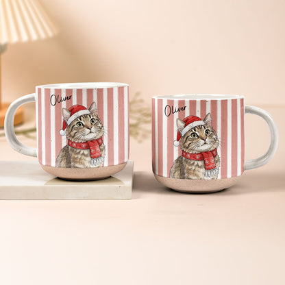 Custom Pet Portrait Watercolor Pottery Mug Christmas Gift - Personalized Mug