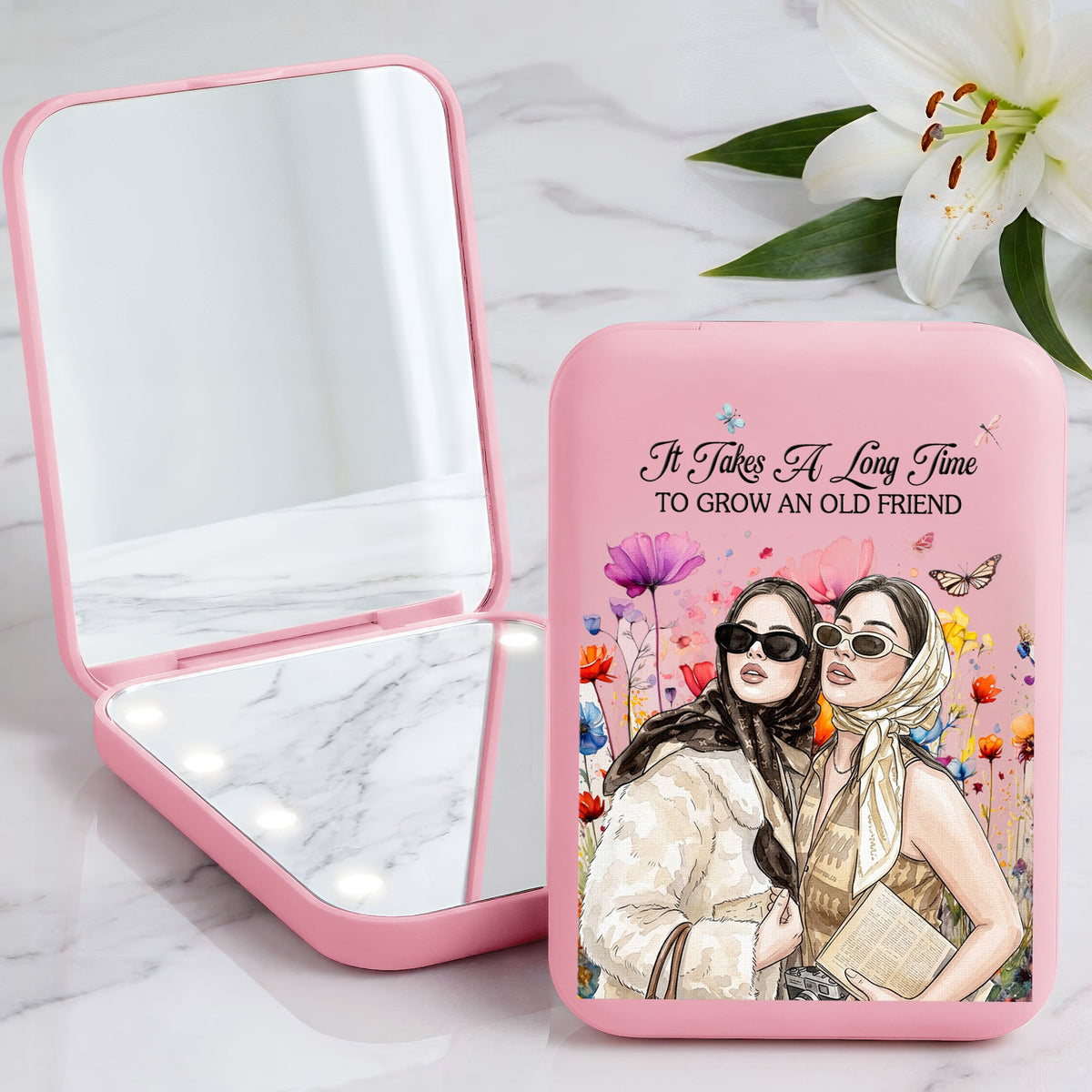 Custom Friendship Gifts Photo Watercolor For Her, BFFs, Soul Sisters - Personalized Mirror