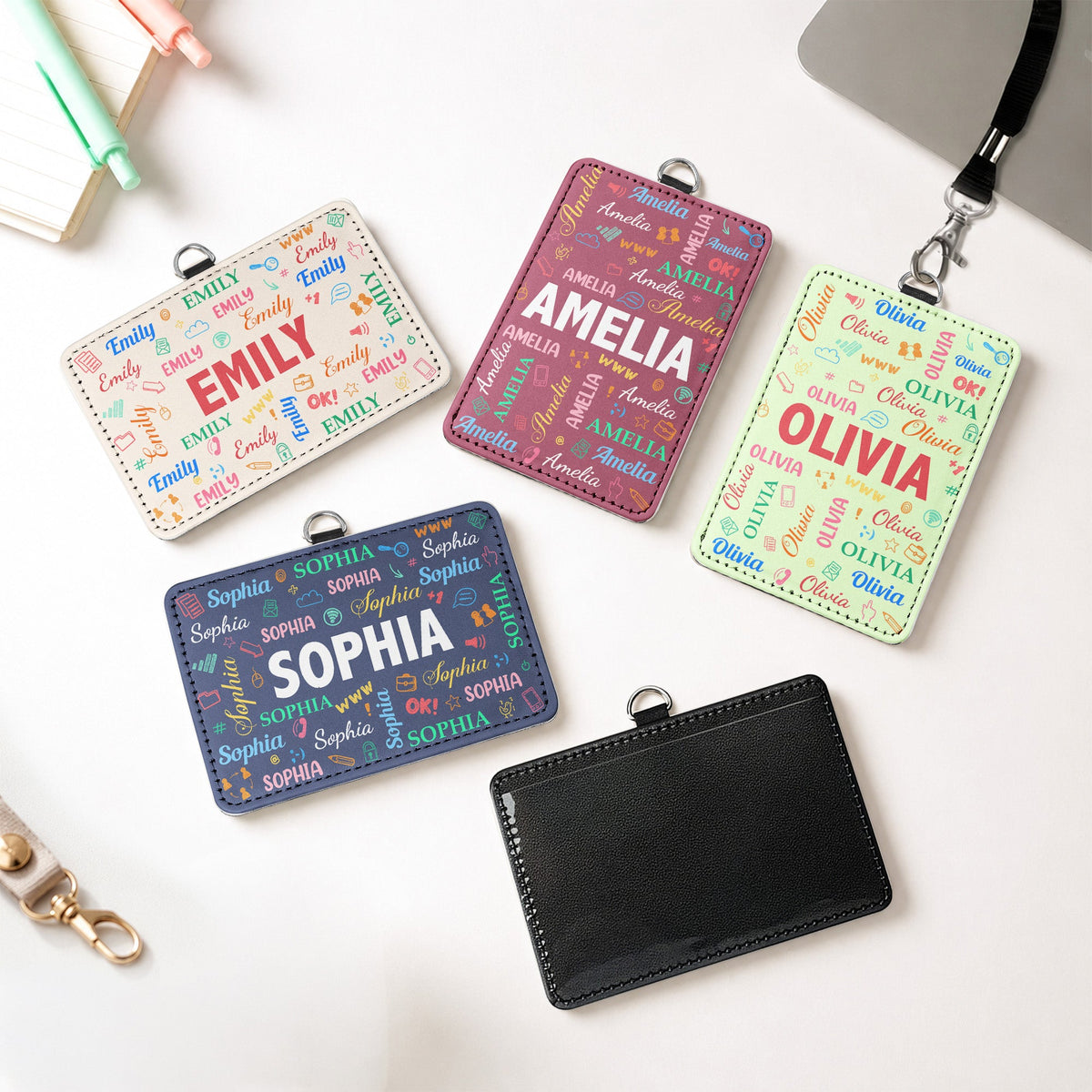 Word Art Names For Self Gift - Personalized Badge Holder