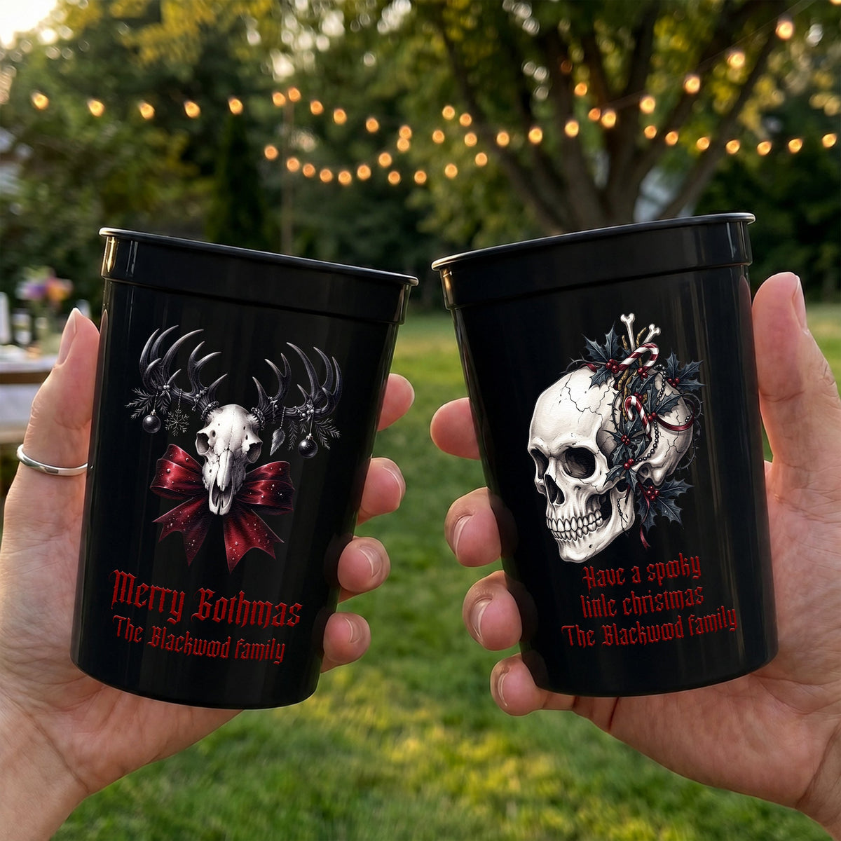 Gothic Christmas Style Gift For Family - Personalized Cups