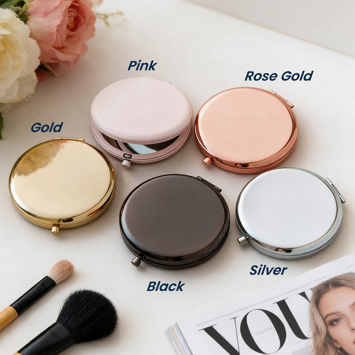 Graduation With Birth Flower Gifts For Her Women Girls - Personalized Compact Mirror