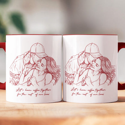 Custom Couple Photo Portrait How Lucky Are We Gift For Him, Her - Personalized Photo Accent Mug