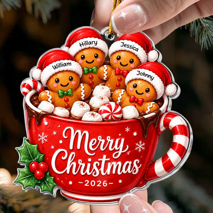 Custom Family Names, Family Xmas, Gingerbread - Personalized Ornament
