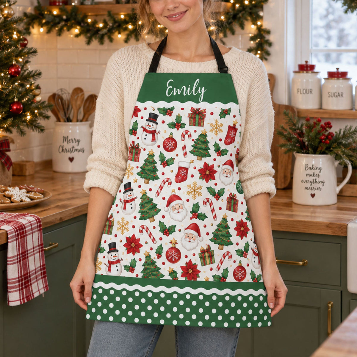 Cute Christmas Holiday, Nutcracker, Gingerbread Custom Name Gift For Mom, Grandma, Her - Personalized Apron