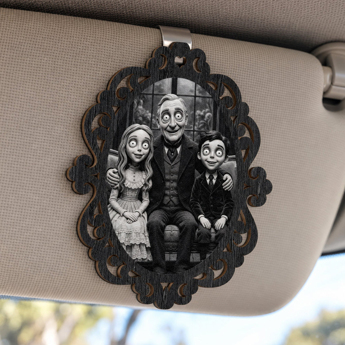Gothic Clay Style Drive Safe - Personalized Car Visor Clip