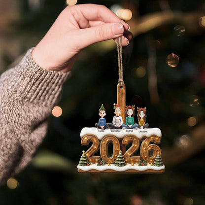 3D Effect Christmas Family And Dog Cat - Personalized Ornament