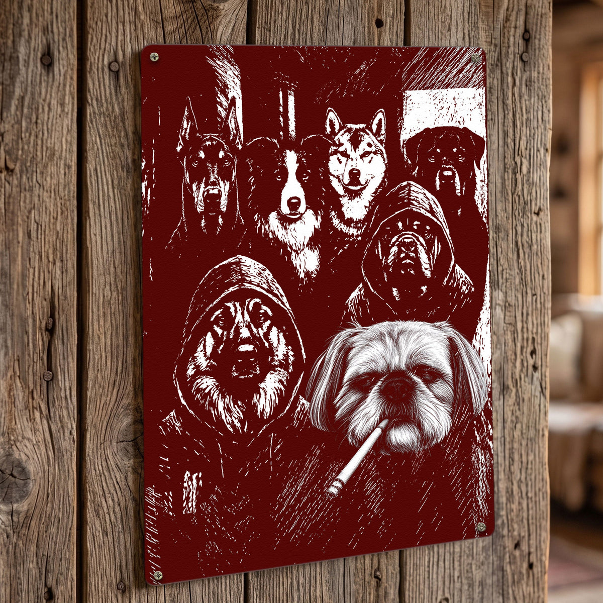 Custom Photo Funny Gangster Pet, Edgy Pet Meme Decor - Personalized Metal Sign
