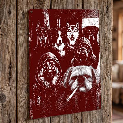 Custom Photo Funny Gangster Pet, Edgy Pet Meme Decor - Personalized Metal Sign