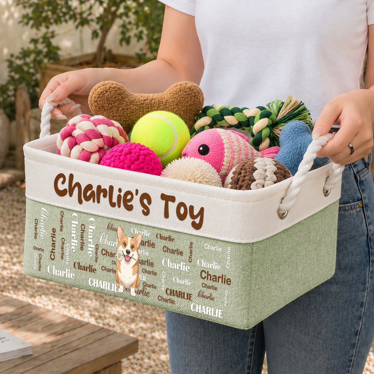 Custom Pet Portrait Cartoon Art Gift For Pet Lovers Personalized Storage Basket Mah3Wfzjf