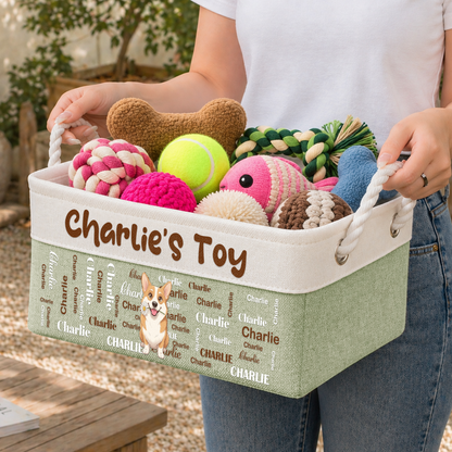 Custom Pet Portrait Cartoon Art Gift For Pet Lovers Personalized Storage Basket Mah3Wfzjf