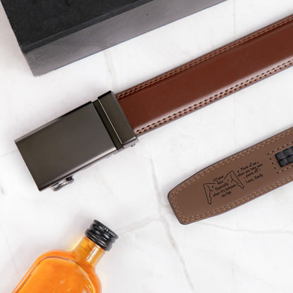 I Love Your Face Especially When It's Between My Legs - Naughty Gift For Him - Personalized Leather Belt With Engraved Buckle