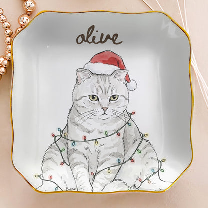 Custom Pet Watercolor Portrait Ring Dish Gift For Pet Mom - Personalized Jewelry Dish