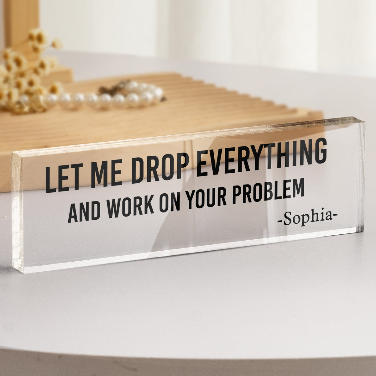 Funny Office Sign Desk Plate Gift For Coworker, Exchange Gift, White Elephant Gift - Personalized Name Plate