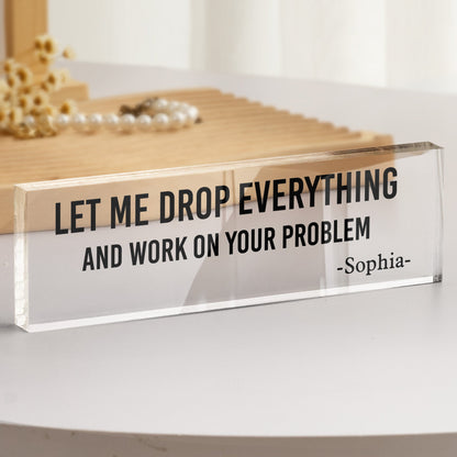 Funny Office Sign Desk Plate Gift For Coworker, Exchange Gift, White Elephant Gift - Personalized Name Plate
