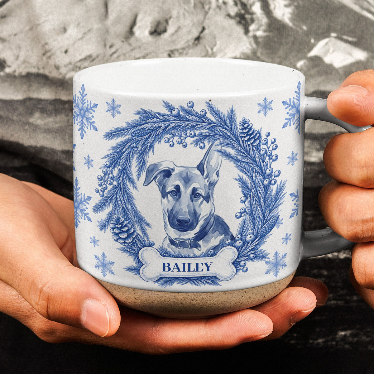 Custom Photo Pet Portrait Christmas Watercolor Cozy Cup - Personalized Mug