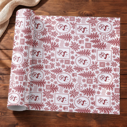 Custom Photo Pet Portrait Christmas Postage Stamp Pattern - Personalized Wrapping Paper