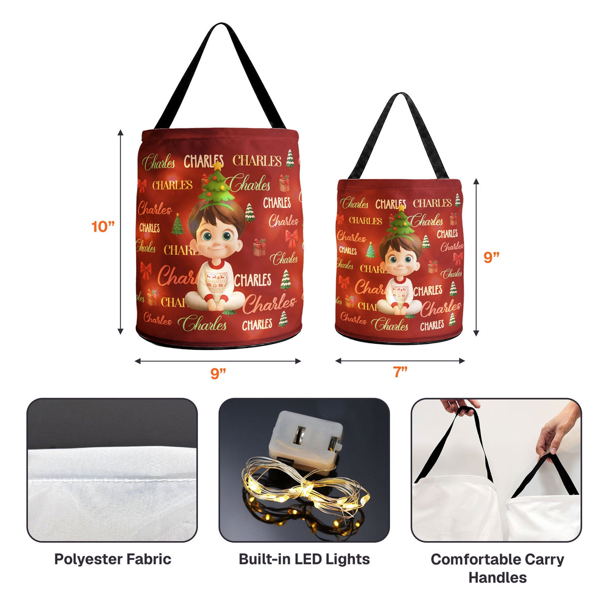 Custom Charaacter Christmas Gift Bag, Christmas Bag With Name, Holiday Gift Bag, Santa Gift Bag, Family Christmas Sack - Personalized Basket