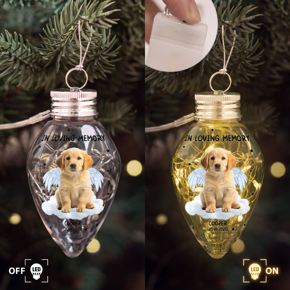 Your Light Will Always Shine In My Heart Pet Memorial - Personalized Ornament