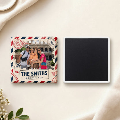 Best Trip Custom Photo Traveling Memories Ceramic - Personalized Magnet