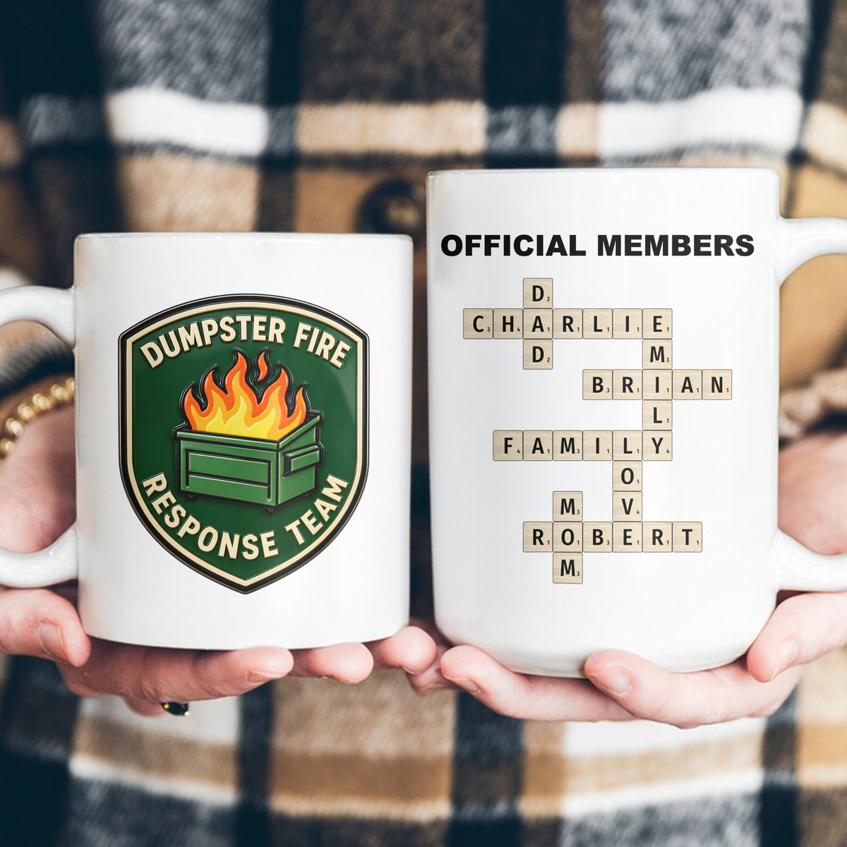 Dumpster Fire Response Team - Custom Crossword Names - Personalized Mug