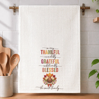 Custom Name Thanksgiving Hostess Gift, Friendsgiving Gift Ideas, Kitchen Decor - Personalized Kitchen Towel