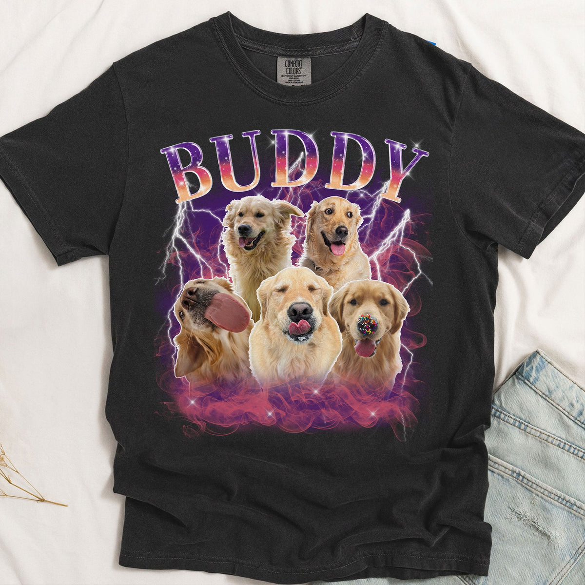 Vintage Bootleg Custom Photo Pet - Personalized Photo Comfort Tee