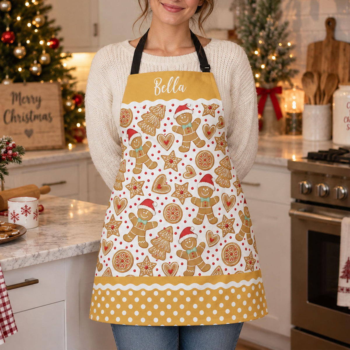 Cute Christmas Holiday, Nutcracker, Gingerbread Custom Name Gift For Mom, Grandma, Her - Personalized Apron