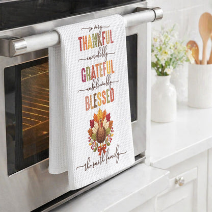 Custom Name Thanksgiving Hostess Gift, Friendsgiving Gift Ideas, Kitchen Decor - Personalized Kitchen Towel