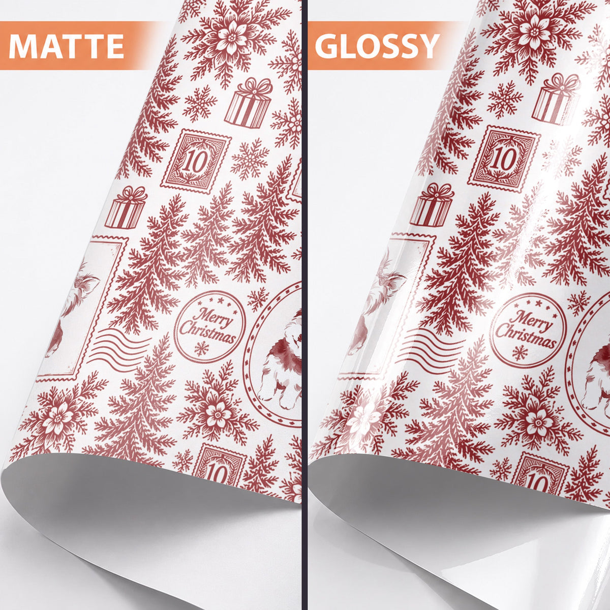 Custom Photo Pet Portrait Christmas Postage Stamp Pattern - Personalized Wrapping Paper