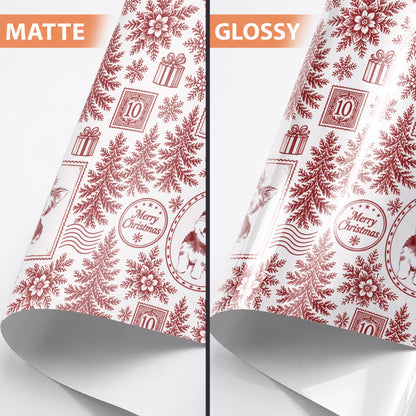 Custom Photo Pet Portrait Christmas Postage Stamp Pattern - Personalized Wrapping Paper
