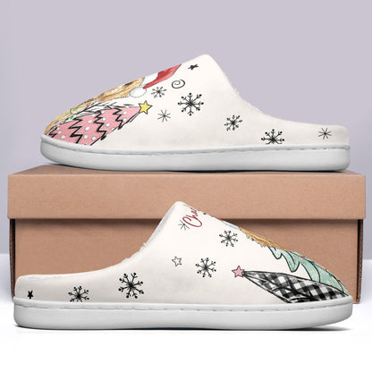 Custom Pet Photo Watercolor Art Christmas Gift For Pet Lovers - Personalized Slippers