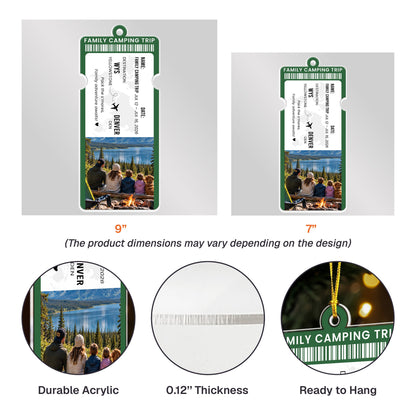 Custom Photo Travel Ticket Adventure Vacation Keepsake For Family, Friends, Couple - Personalized Ornament