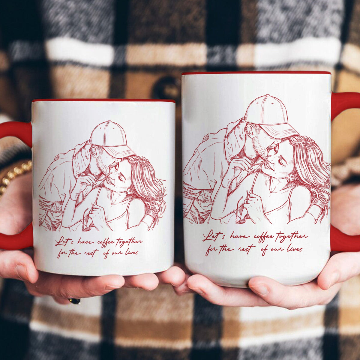 Custom Couple Photo Portrait How Lucky Are We Gift For Him, Her - Personalized Photo Accent Mug