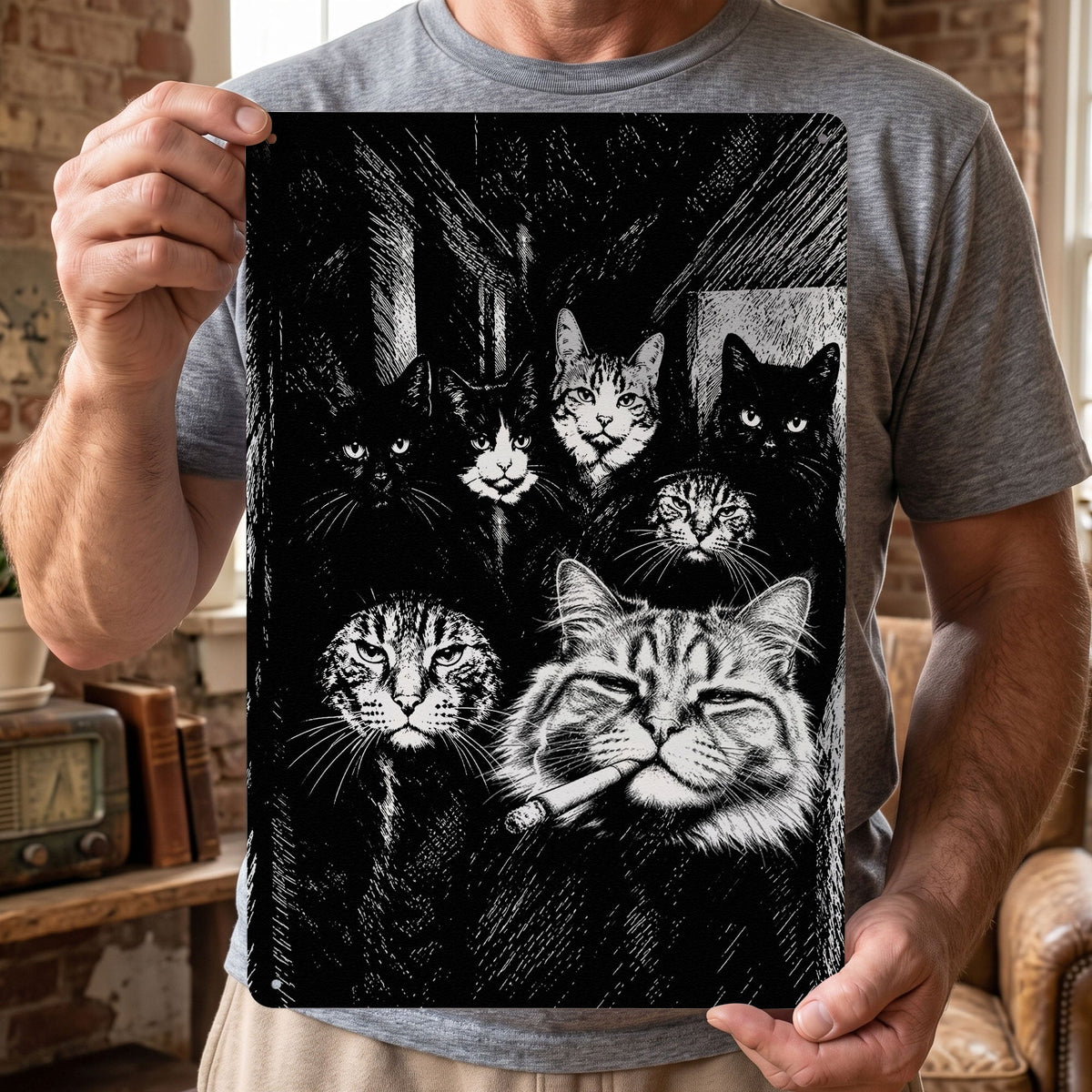 Custom Photo Funny Gangster Pet, Edgy Pet Meme Decor - Personalized Metal Sign