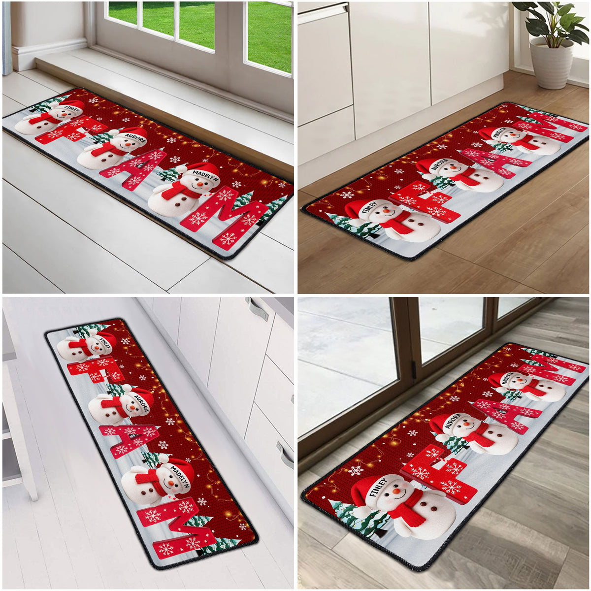 Christmas Name Initial - Personalized Runner Rug