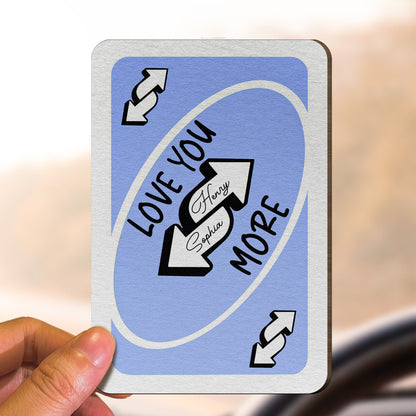 Love You More Playing Card Custom Couples Photo Trendy Gift - Personalized Wooden Photo Car Visor Clip