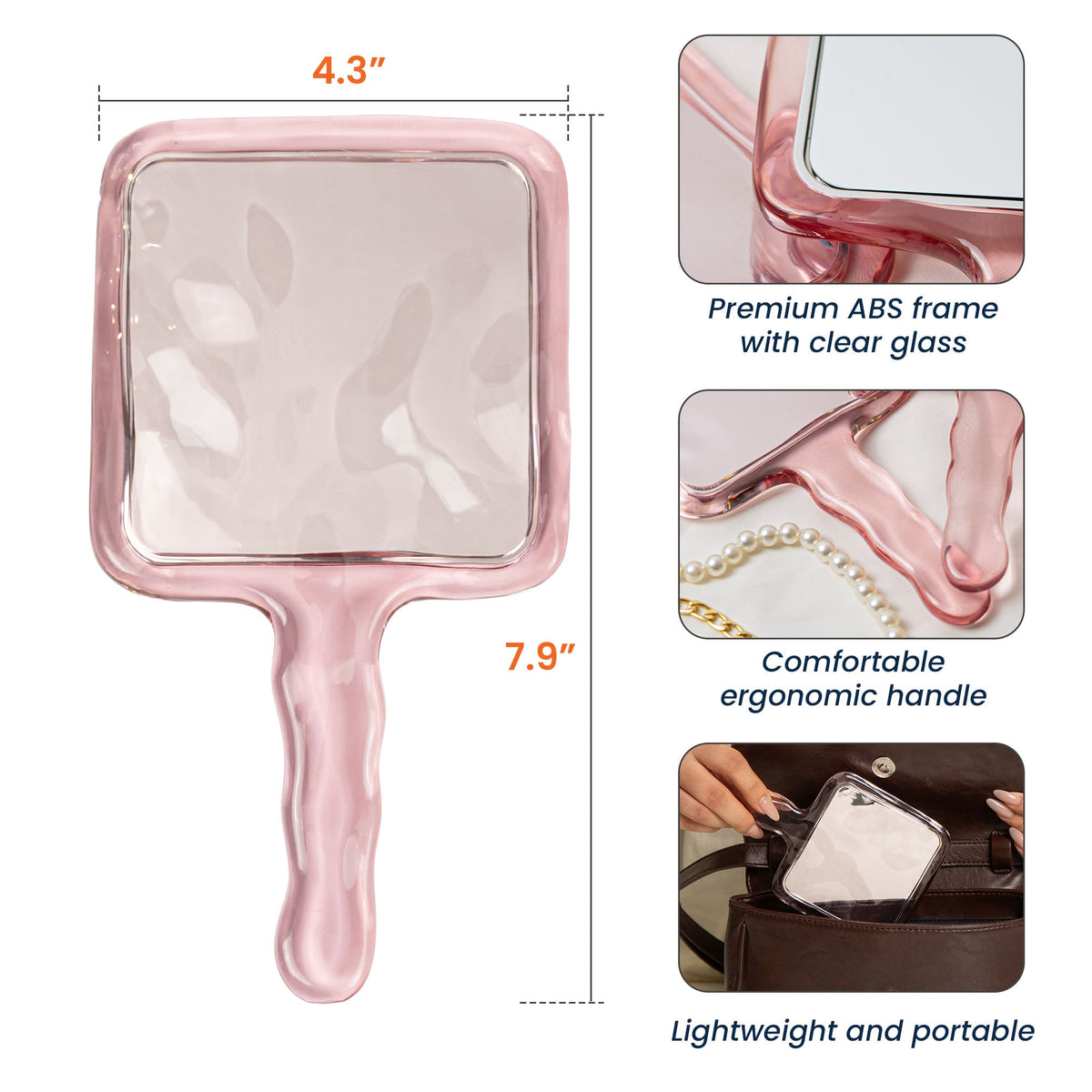 Custom Birth Flower & Name For Her, Wife, Daughter, Sister - Personalized Handheld Mirror