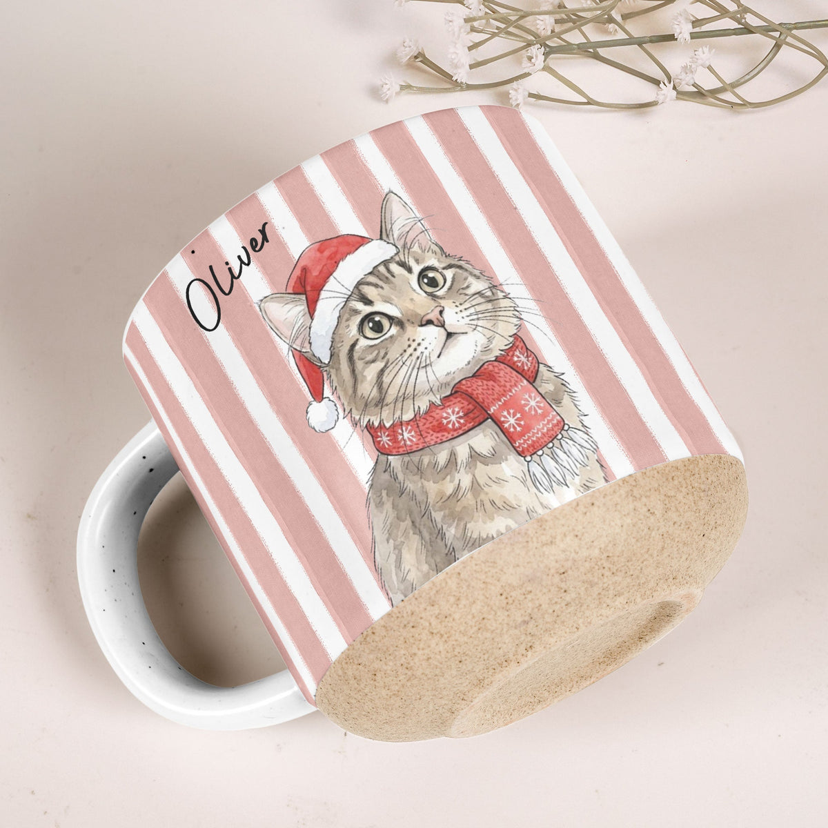 Custom Pet Portrait Watercolor Pottery Mug Christmas Gift - Personalized Mug