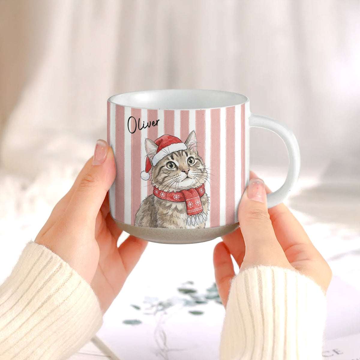 Custom Pet Portrait Watercolor Pottery Mug Christmas Gift - Personalized Mug