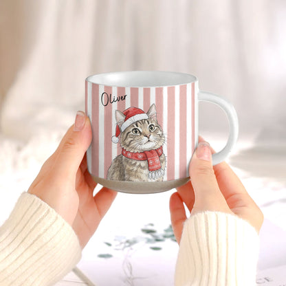 Custom Pet Portrait Watercolor Pottery Mug Christmas Gift - Personalized Mug