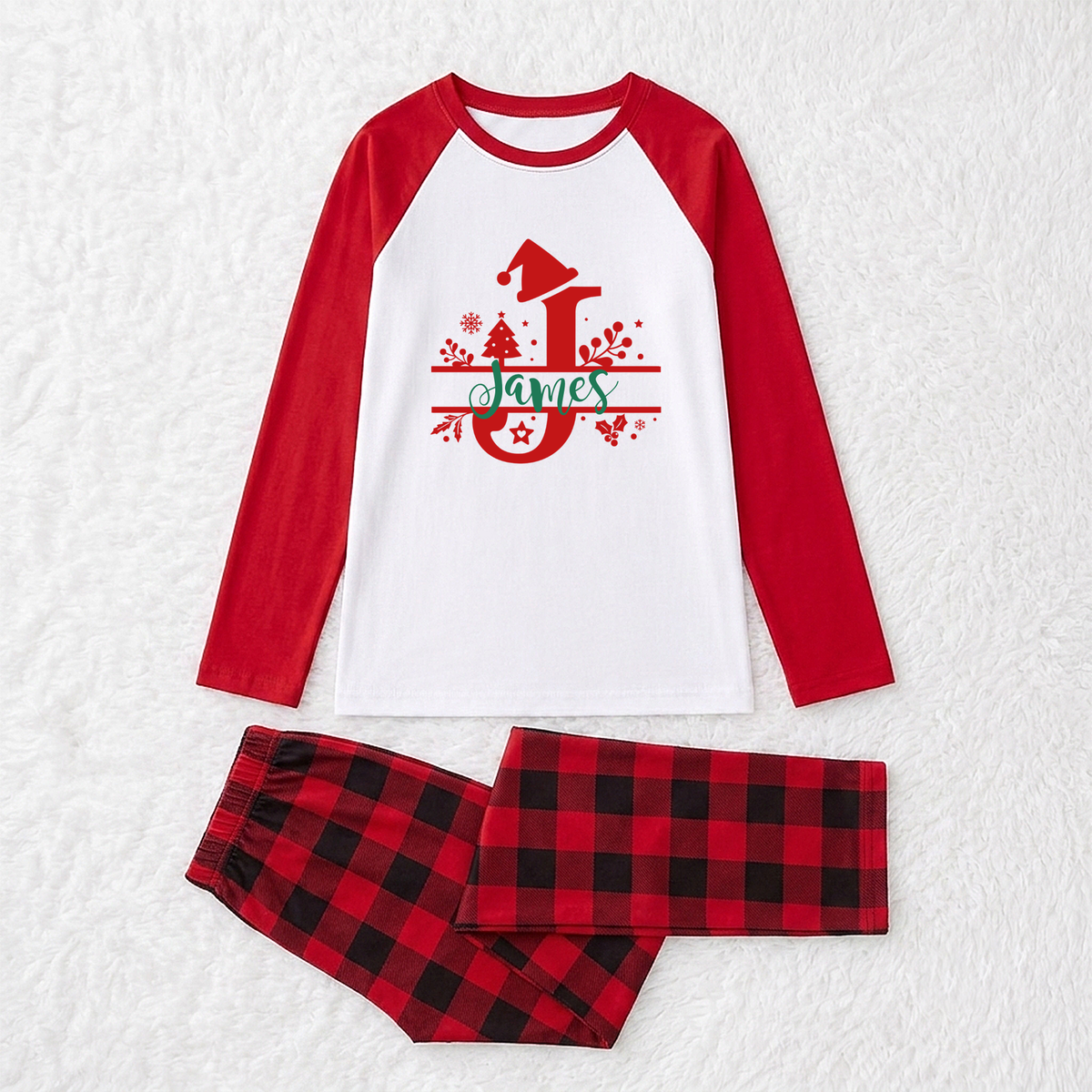 Cute Custom Name Monogram Family Christmas Pajamas With Pet