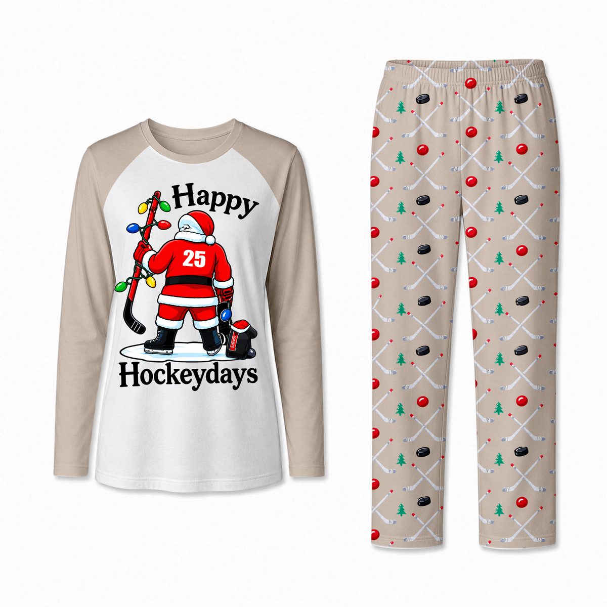 Festive Happy Hockeydays Hockey Christmas Matching Family Pajamas