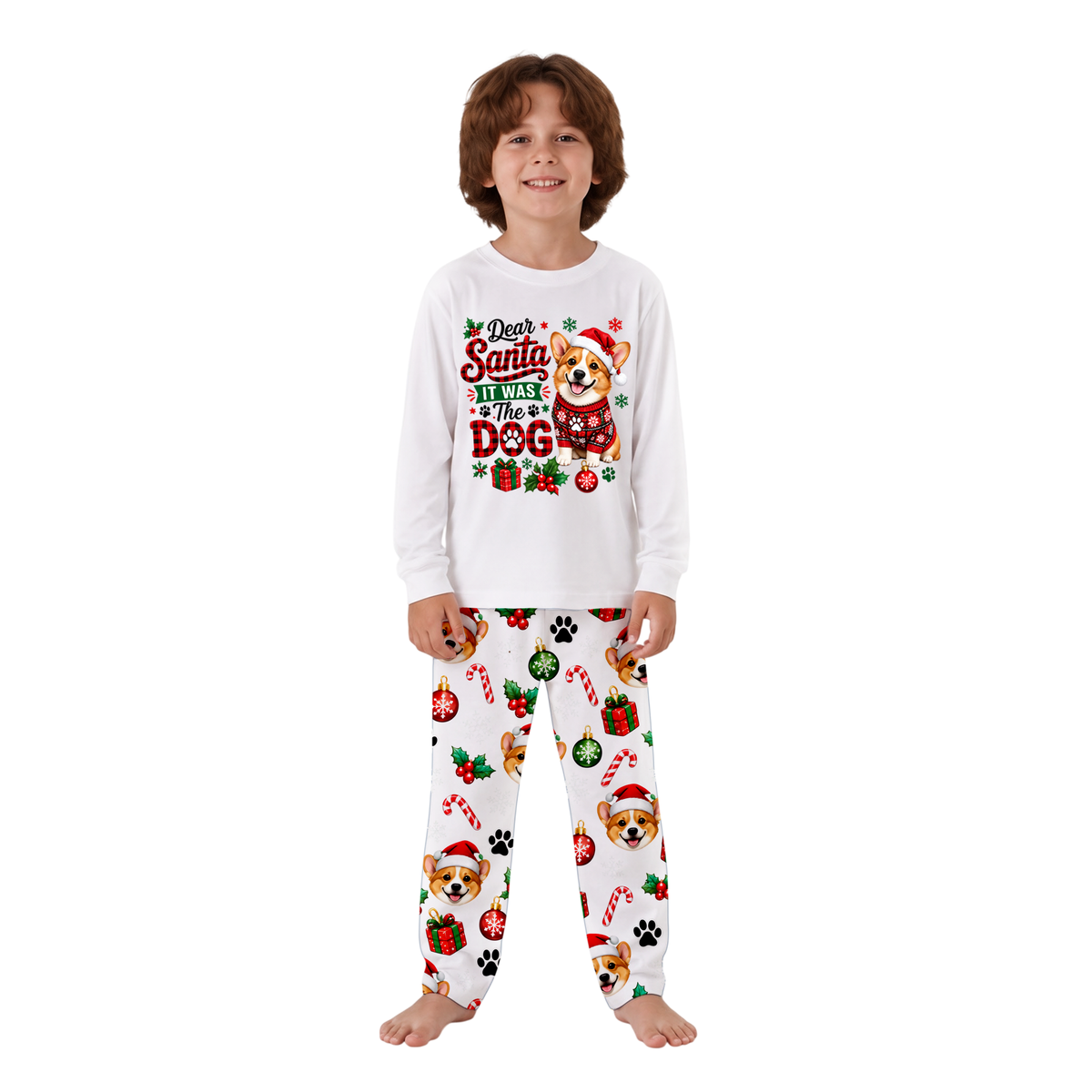 Custom Pet Face Cute Dog Christmas Matching Family Pajamas