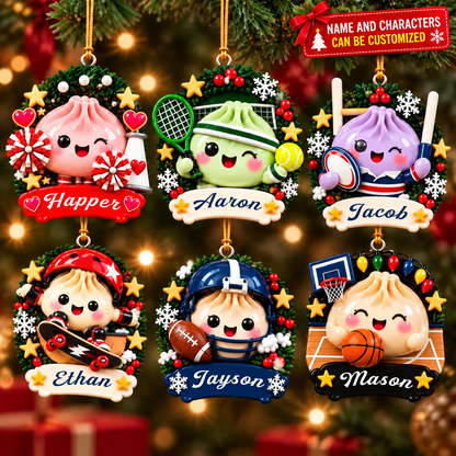 Dumpling Christmas Sports - Personalized Custom Shape Mica Ornament - Christmas Gift For Kids, Friends