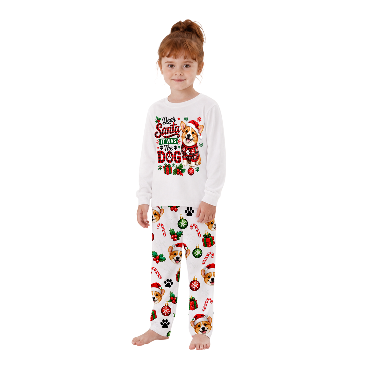 Custom Pet Face Cute Dog Christmas Matching Family Pajamas