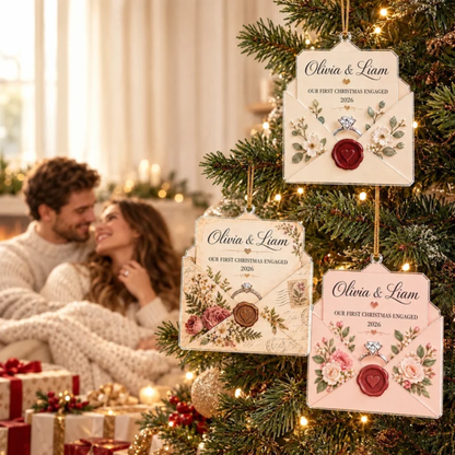 Ornament First Christmas Engaged Envelope Acrylic Tree Keepsake for Couples