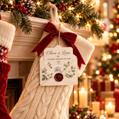 Ornament First Christmas Engaged Envelope Acrylic Tree Keepsake for Couples