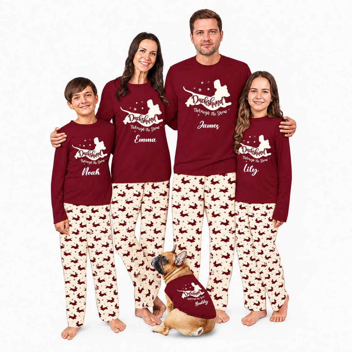 Merry Christmas Dachshund Matching Family Christmas Pajamas With Pet
