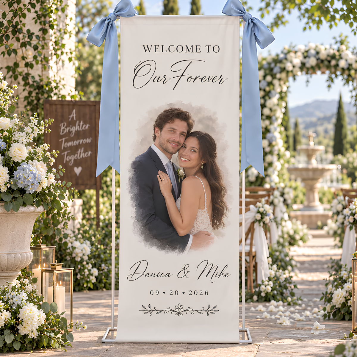 Personalized Wedding Welcome Sign, Couple Portrait Decor